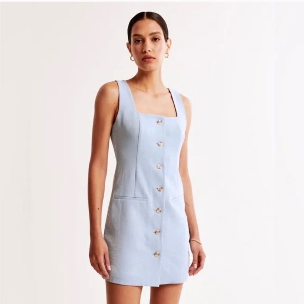 Abercrombie & Fitch Blue Sleeveless Button Down Mini Dress